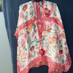 Lane Bryant Floral Kimono - Red and White